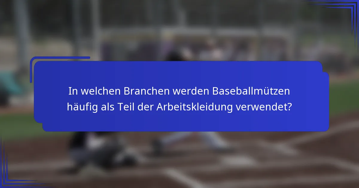 In welchen Branchen werden Baseballmützen häufig als Teil der Arbeitskleidung verwendet?