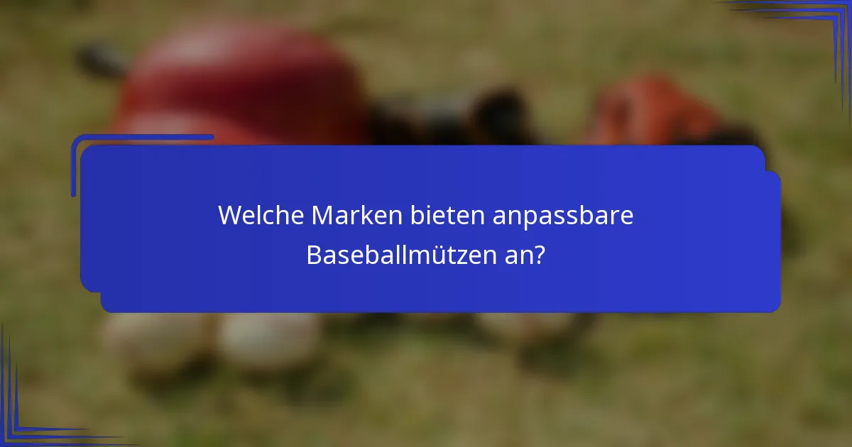 Welche Marken bieten anpassbare Baseballmützen an?
