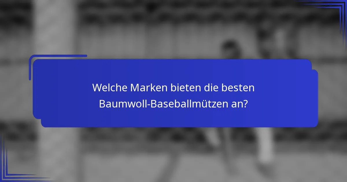 Welche Marken bieten die besten Baumwoll-Baseballmützen an?