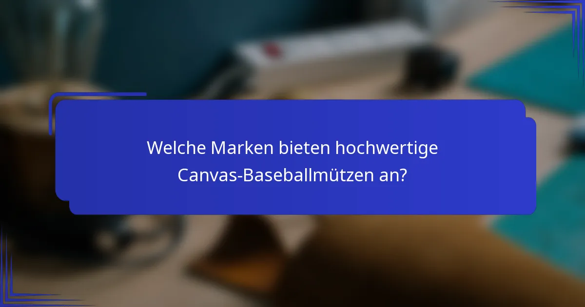 Welche Marken bieten hochwertige Canvas-Baseballmützen an?